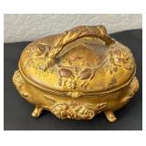Set of Ornate Metal Casket Jewelry Boxes