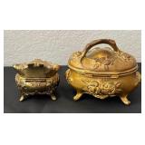 Set of Ornate Metal Casket Jewelry Boxes