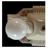 Vintage Porcelain Ceiling Light Fixture with Floral Design and Dual Bulbs