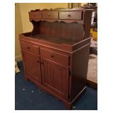 Vintage Wooden Sideboard Cabinet with Hutch