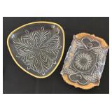 Collection of Gold Accented Vintage Crystal and Glass Serving Pieces