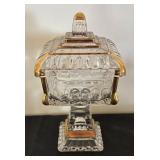 Collection of Gold Accented Vintage Crystal and Glass Serving Pieces