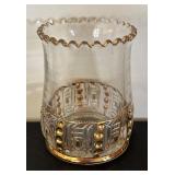 Collection of Gold Accented Vintage Crystal and Glass Serving Pieces