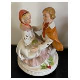Set of 3 Vintage Porcelain Couple Figurines with Music Box