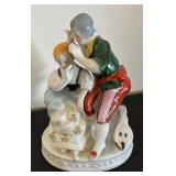 Set of 3 Vintage Porcelain Couple Figurines with Music Box