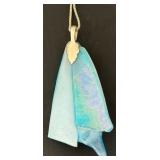 Sterling Silver Necklace with Blue Fused Glass Pendant