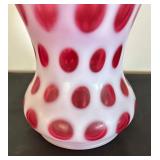 Vintage Fenton Cranberry Coin Dot Ruffled Vase