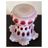 Vintage Fenton Cranberry Coin Dot Ruffled Vase