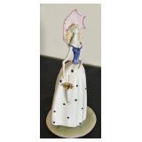 W Cabrelli Italian Porcelain Lady Figurine with Parasol