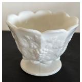 Set of 5 Vintage Milk Glass Pieces with Grape Pattern