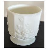 Set of 5 Vintage Milk Glass Pieces with Grape Pattern