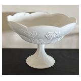 Set of 5 Vintage Milk Glass Pieces with Grape Pattern