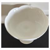 Set of 5 Vintage Milk Glass Pieces with Grape Pattern