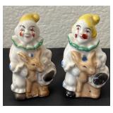 Pair of Vintage Clown and Deer Porcelain Figurines