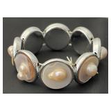 Set of 3 Assorted Fashion Bracelets Including Silver Tone, Shell, and Colorful Beaded Designs