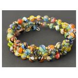 Set of 3 Assorted Fashion Bracelets Including Silver Tone, Shell, and Colorful Beaded Designs