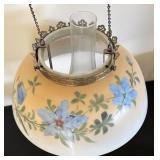 Vintage Ceiling Mount Oil Lamp with Painted Glass Shade