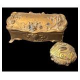 Set of 2 Vintage Embossed Casket Jewelry Boxes