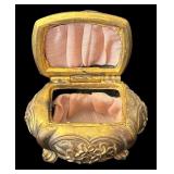 Set of 2 Vintage Embossed Casket Jewelry Boxes