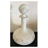 Set of 5 Vintage Victorian Painted Glass Decanters / Dresser Bottles