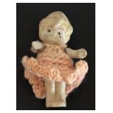 Set of 3 Vintage Bisque Dolls 3 Inch Tall with Clothing