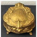 Antique B & W Ornate Jewelry Casket Box with Floral Design