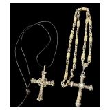 Set of 2 Necklaces with Ornate Cross Pendants
