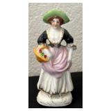 Occupied Japan Porcelain Figurine Lady with Basket