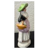 Occupied Japan Porcelain Figurine Lady with Basket