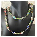 Cloisonne Style Beaded Poisoning Necklace and Bracelet