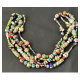 Cloisonne Style Beaded Poisoning Necklace and Bracelet