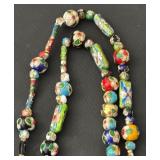 Cloisonne Style Beaded Poisoning Necklace and Bracelet