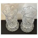 Pair of Crystal Candleholders with Starburst Pattern