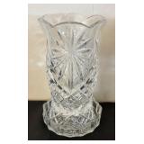 Pair of Crystal Candleholders with Starburst Pattern