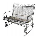Outdoor Metal Glider Bench with Matching Side Table