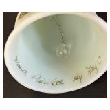 Fenton Hand Painted Satin Glass Bell with Blue Floral Design