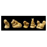Set of 5 Vintage Wade Whimsies Miniature Animal Figurines