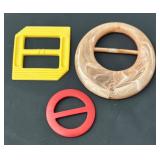 Collection of 9 Vintage Belt Buckles - Assorted Shapes and Colors