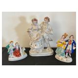 Set of 3 Vintage Porcelain Victorian Couple Figurines