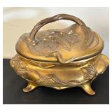 Antique Rogers S.P. Co. Floral Casket Jewelry Box with Liner