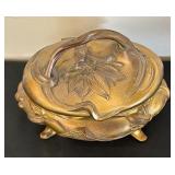 Antique Rogers S.P. Co. Floral Casket Jewelry Box with Liner