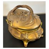 Antique Rogers S.P. Co. Floral Casket Jewelry Box with Liner