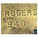 Rogers 940 Antique  Gilt Jewelry Casket Box with Floral Lid