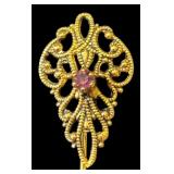 Set of 6 Vintage Gold-Tone Brooch Pins with Decorative Designs