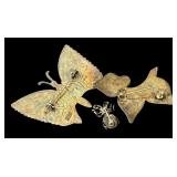 Set of 3 Vintage Mexican Sterling Silver Brooches Abalone and Turquoise Inlay