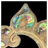 Set of 3 Vintage Mexican Sterling Silver Brooches Abalone and Turquoise Inlay