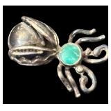 Set of 3 Vintage Mexican Sterling Silver Brooches Abalone and Turquoise Inlay