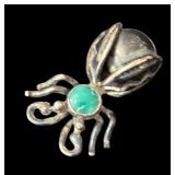 Set of 3 Vintage Mexican Sterling Silver Brooches Abalone and Turquoise Inlay