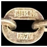 Sterling Silver Wave Pendant Necklace with Blue Stone, 18 Inch Chain