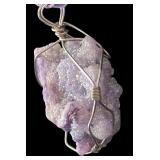 Lavender Gemstone Wire Wrapped Pendant Necklace